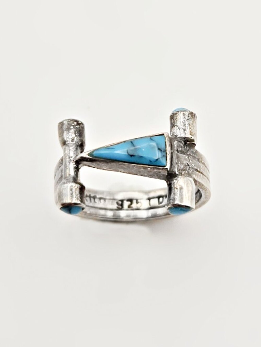 Vintage Taxco Modernist Turquoise Ring Size 4.75 Sterling Silver Mexico 925 TD-7